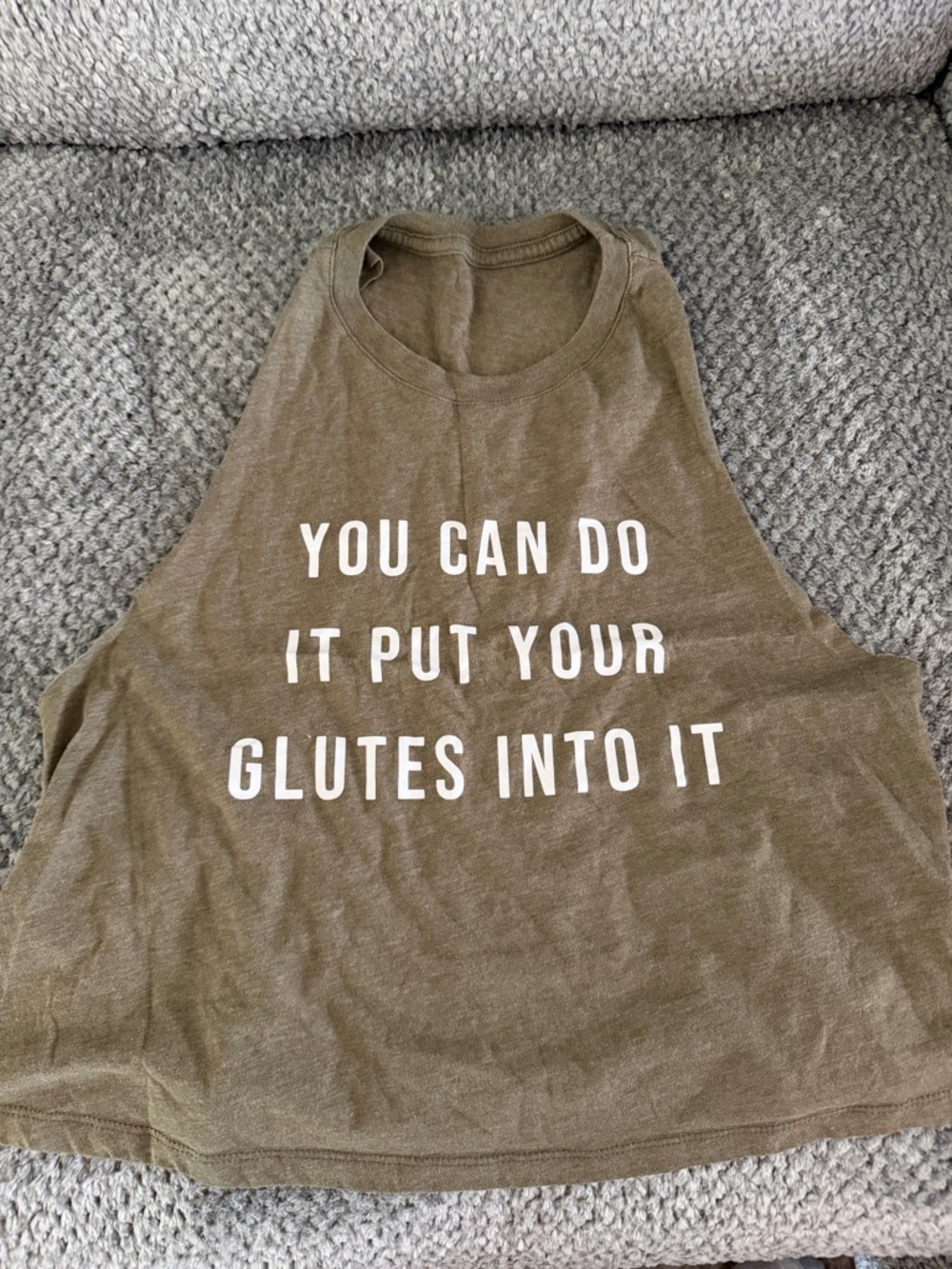 Motivational Graphic Muscle Tank - Olive Green